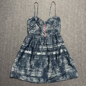 Roxy Shore Thing Pleated Dress Womens XL Blue/White Babydoll Spaghetti Straps